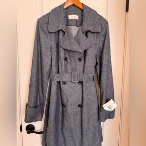 Calvin Klein Light Denim Double-Breasted Trench Coat